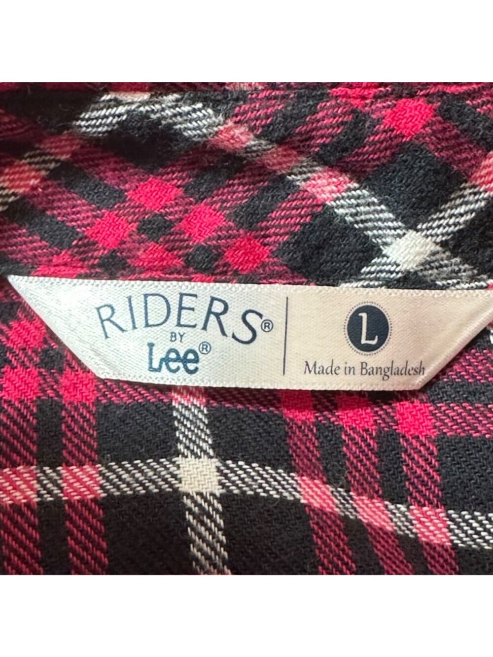 Riders By Lee Women's Red & Black Plaid 100% Cotton Flannel Button-Up Shirt SZ L - Picture 4 of 11